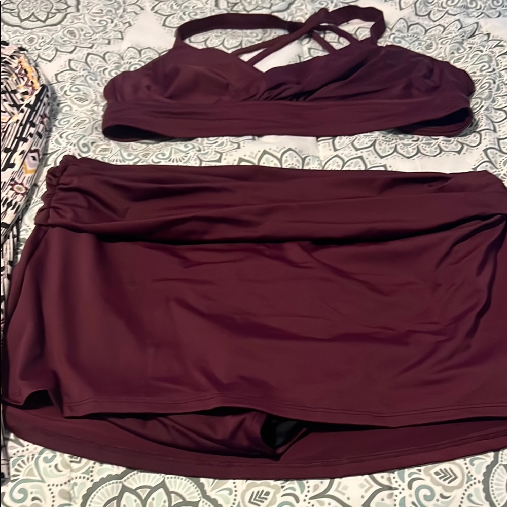 Burgundy Two-Piece Swimsuit
